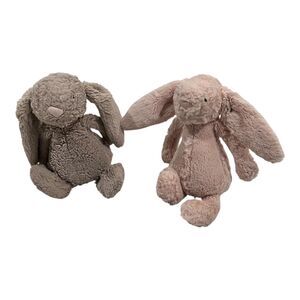 Pair of 2 JELLYCAT Bashful Bunnies 2018 Blush and Beige 5" Tiny/Mini HTF